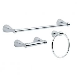Delta Foundations 3-Piece Bath Hardware Set in Chrome with Towel Ring Toilet Paper Holder and 18 in. Towel Bar
