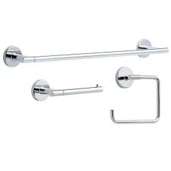 Delta Lyndall 3-Piece Bath Hardware Set with Towel Ring Toilet Paper Holder and 24 in. Towel Bar in Chrome