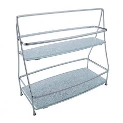 Elle Decor 2-Tier Hammered Mirror Vanity Tray Tower in Chrome -Bathroom Accessories Sales chrome elle decor makeup organizers el 44168 chr 44 1000