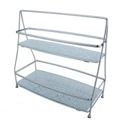 Elle Decor 2-Tier Hammered Mirror Vanity Tray Tower in Chrome