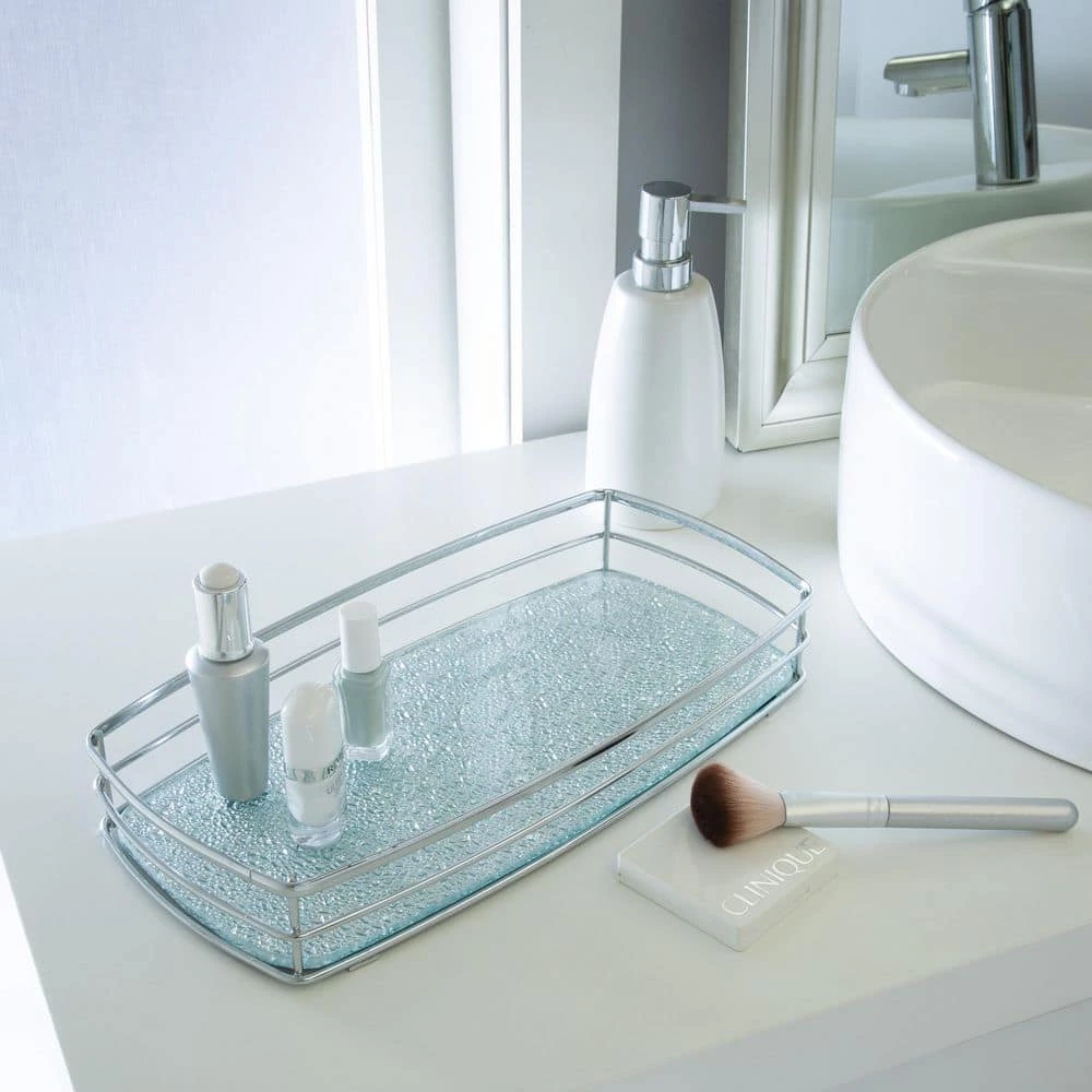Elle Decor Hammered Mirror Vanity Tray in Chrome 4 Elle Decor Hammered Mirror Vanity Tray in Chrome - Image 4