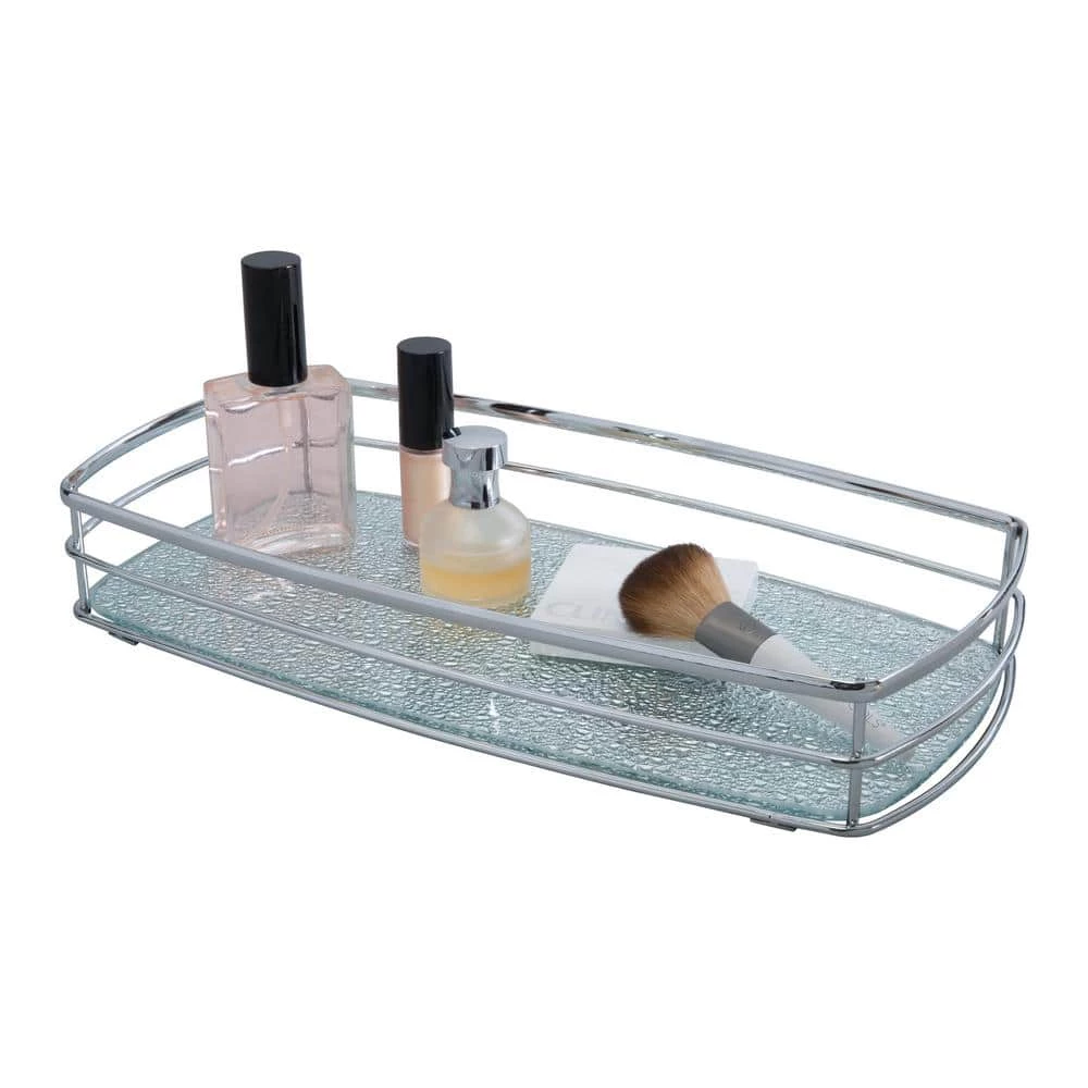 Elle Decor Hammered Mirror Vanity Tray in Chrome 2 Elle Decor Hammered Mirror Vanity Tray in Chrome - Image 2