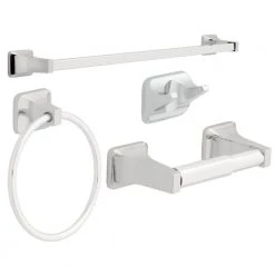 Franklin Brass Futura 4-Piece Bath Hardware Set in Chrome with Towel Ring Toilet Paper Holder Towel Hook and 24 in. Towel Bar -Bathroom Accessories Sales chrome franklin brass bathroom hardware sets ds2400pc 1f 1000