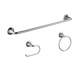 Glacier Bay Constructor 3-Piece Bath Hardware Set with Expandable Towel Bar, Towel Ring, and Toilet Paper Holder in Chrome