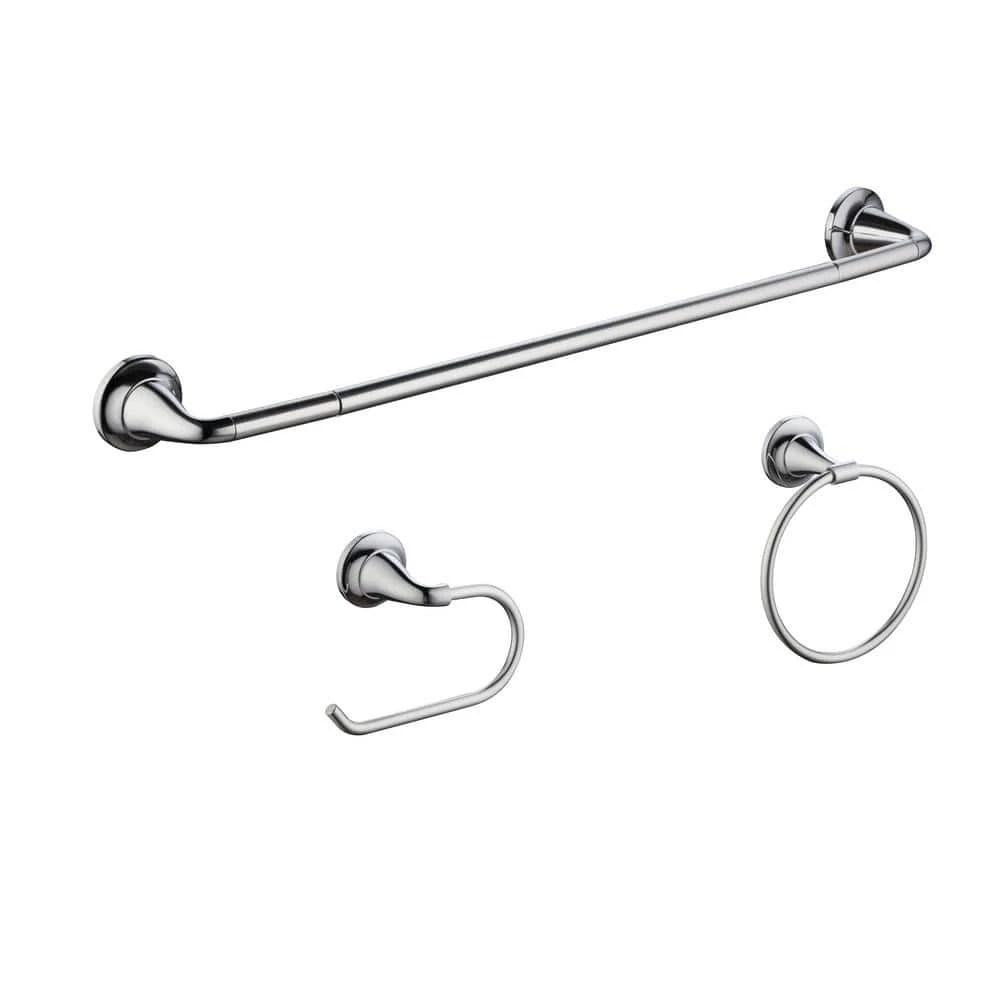 Glacier Bay Constructor 3-Piece Bath Hardware Set with Expandable Towel Bar, Towel Ring, and Toilet Paper Holder in Chrome 1 Glacier Bay Constructor 3-Piece Bath Hardware Set with Expandable Towel Bar, Towel Ring, and Toilet Paper Holder in Chrome