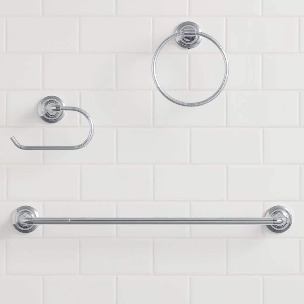 Glacier Bay Constructor 3-Piece Bath Hardware Set with Expandable Towel Bar, Towel Ring, and Toilet Paper Holder in Chrome 2 Glacier Bay Constructor 3-Piece Bath Hardware Set with Expandable Towel Bar, Towel Ring, and Toilet Paper Holder in Chrome - Image 2
