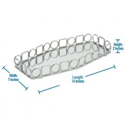 Home Details Circles and Squares Design Mirror Vanity Tray -Bathroom Accessories Sales chrome home details bathroom trays 26416 chr 1f 1000