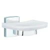 No Drilling Required Klaam Wall Mount Soap Dish Holder with Frosted Glass in Chrome
