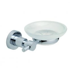 No Drilling Required Loxx Wall Mount Soap Dish Holder with Frosted Glass in Chrome