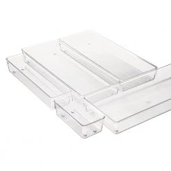 IDESIGN 6 in. x 15 in. x 2 in. Linus Drawer Organizer in Clear -Bathroom Accessories Sales clear bathroom trays 52605cx 44 1000