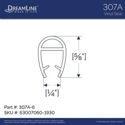 DreamLine 76 in. L Clear Bumper Seal for 1/4 in. Glass Shower Door -Bathroom Accessories Sales clear dreamline bathtub accessories 63007060 1930 40 1000
