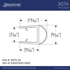 DreamLine 76 in. L Clear Bumper Seal for 3/8 in. Glass Shower Door -Bathroom Accessories Sales clear dreamline bathtub accessories 63007100 1930 40 1000
