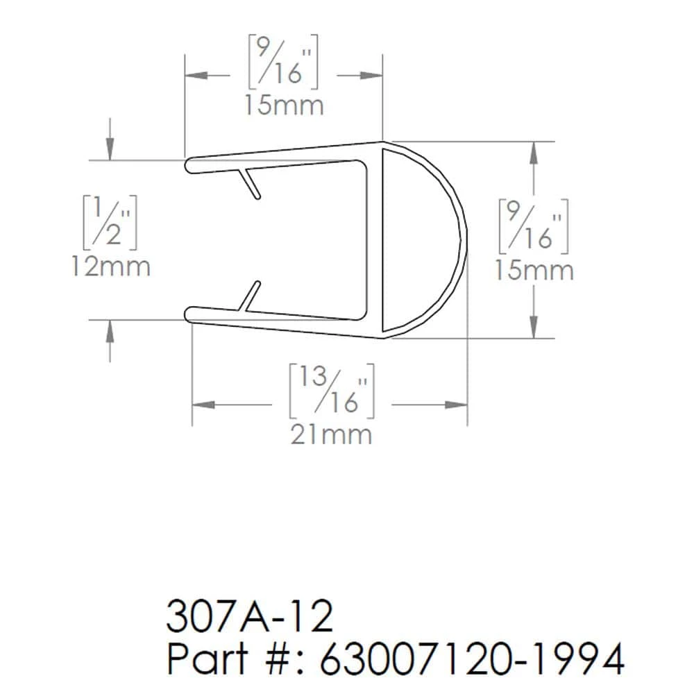 DreamLine 78-1/2 in. L Clear Bumper Seal for 1/2 in. (12 mm) Glass Shower Door 3 DreamLine 78-1/2 in. L Clear Bumper Seal for 1/2 in. (12 mm) Glass Shower Door - Image 3