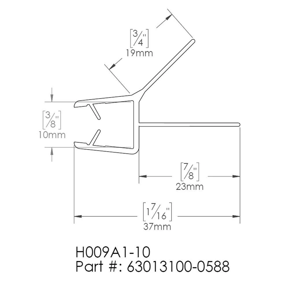 DreamLine 23-1/8 in. L Clear Bottom Sweep Vinyl for 3/8 in. Glass Shower Door 3 DreamLine 23-1/8 in. L Clear Bottom Sweep Vinyl for 3/8 in. Glass Shower Door - Image 3