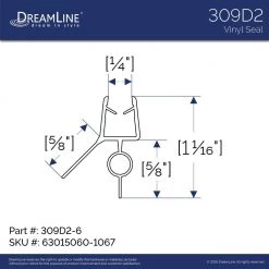 DreamLine 42 in. L for 1/4 in. Glass Shower Door in Clear Bottom Vinyl Sweep with a Deflector -Bathroom Accessories Sales clear dreamline bathtub accessories 63015060 1067 40 1000