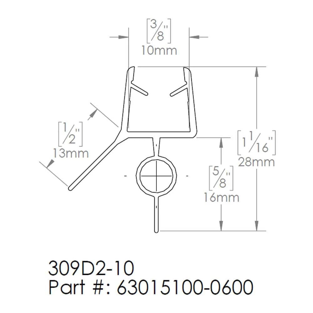 DreamLine 23-5/8 in. L Clear Bottom Sweep Vinyl for 3/8 in. Glass Shower Door 3 DreamLine 23-5/8 in. L Clear Bottom Sweep Vinyl for 3/8 in. Glass Shower Door - Image 3
