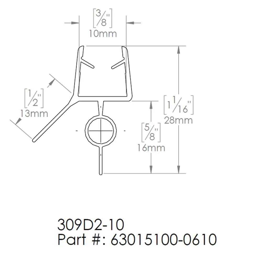 DreamLine 24 in. L Clear Bottom Sweep Vinyl for 3/8 in. Glass Shower Door 3 DreamLine 24 in. L Clear Bottom Sweep Vinyl for 3/8 in. Glass Shower Door - Image 3