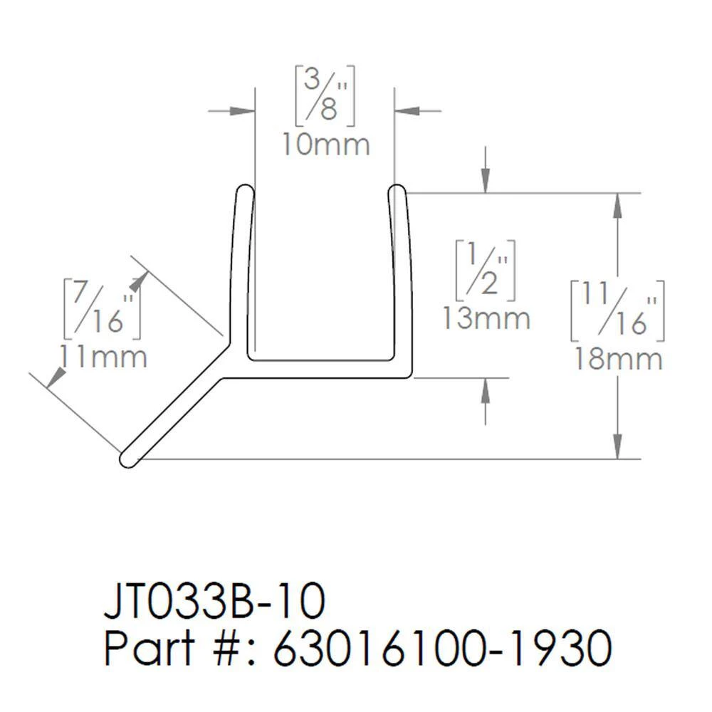 DreamLine 76 in. L Clear Vinyl Seal for 3/8 in. Glass Shower Door 3 DreamLine 76 in. L Clear Vinyl Seal for 3/8 in. Glass Shower Door - Image 3