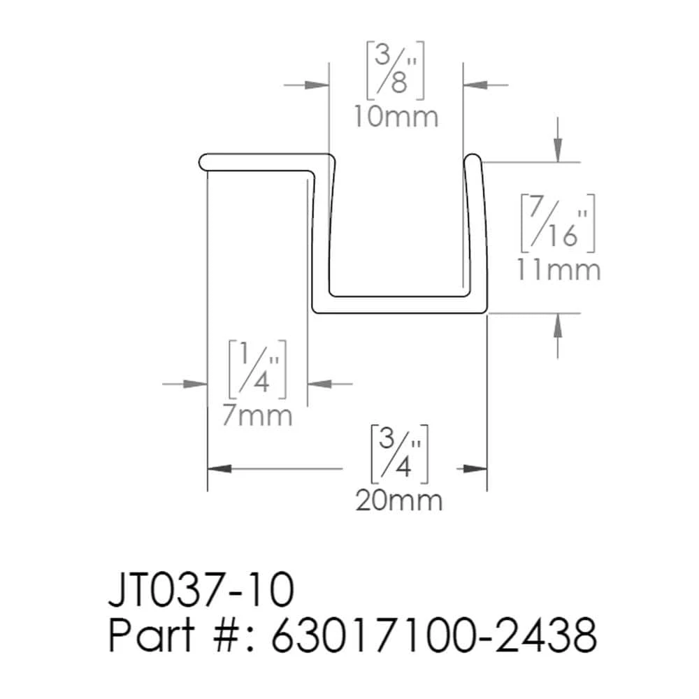 DreamLine 96 in. L Clear Return Panel Striker for 3/8 in. Glass Shower Door 3 DreamLine 96 in. L Clear Return Panel Striker for 3/8 in. Glass Shower Door - Image 3