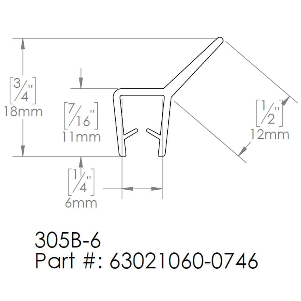 DreamLine 29-3/8 in. L Clear Bottom Sweep Vinyl for 1/4 in. Glass Shower Door 2 DreamLine 29-3/8 in. L Clear Bottom Sweep Vinyl for 1/4 in. Glass Shower Door - Image 2