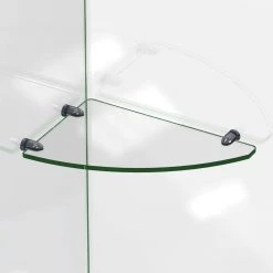 DreamLine 12 in. x 8 in. Corner Glass Shelf in Brushed Nickel -Bathroom Accessories Sales clear glass brushed nickel dreamline bathtub accessories glsh 4100 04 1d 1000