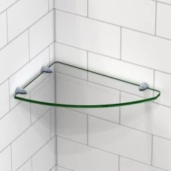 DreamLine 12 in. x 8 in. Corner Glass Shelf in Brushed Nickel -Bathroom Accessories Sales clear glass brushed nickel dreamline bathtub accessories glsh 4100 04 a0 1000