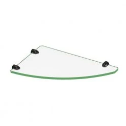 DreamLine 12 in. x 8 in. Corner Glass Shelf in Satin Black