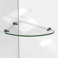 DreamLine 12 in. x 8 in. Corner Glass Shelf in Satin Black -Bathroom Accessories Sales clear glass satin black dreamline bathtub accessories glsh 4100 09 a0 1000
