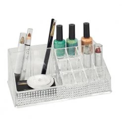 Laura Ashley 8.58 in. x 4.96 in. x 3.15 in. 16 Section Cosmetic and Jewelry Holder in Pave Diamond Design 7 Laura Ashley 8.58 in. x 4.96 in. x 3.15 in. 16 Section Cosmetic and Jewelry Holder in Pave Diamond Design -Bathroom Accessories Sales clear laura ashley makeup organizers la 96720 1f 1000