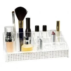 Laura Ashley 8.58 in. x 4.96 in. x 3.15 in. 16 Section Cosmetic and Jewelry Holder in Pave Diamond Design 6 Laura Ashley 8.58 in. x 4.96 in. x 3.15 in. 16 Section Cosmetic and Jewelry Holder in Pave Diamond Design -Bathroom Accessories Sales clear laura ashley makeup organizers la 96720 4f 1000