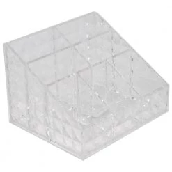 Unbranded Beveled Shatter-Resistant Plastic 7-Compartment Square Cosmetic Organizer in Clear