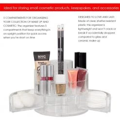 Unbranded Round Shatter-Resistant 5-Compartment Plastic Compact Cosmetic Organizer in Clear -Bathroom Accessories Sales clear makeup organizers hdc51514 44 1000