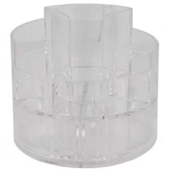 Unbranded Round Shatter-Resistant 5-Compartment Plastic Compact Cosmetic Organizer in Clear