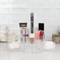 Unbranded Round Shatter-Resistant 5-Compartment Plastic Compact Cosmetic Organizer in Clear -Bathroom Accessories Sales clear makeup organizers hdc51514 fa 1000