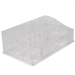 Unbranded Deluxe Large Shatter-Resistant Plastic Mult-Compartment Cosmetic Organizer with Easy Open Drawer in Clear -Bathroom Accessories Sales clear makeup organizers hdc51517 4f 1000