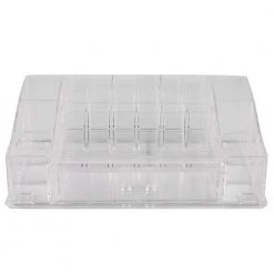 Unbranded Deluxe Large Shatter-Resistant Plastic Mult-Compartment Cosmetic Organizer with Easy Open Drawer in Clear