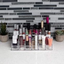 Unbranded 24-Compartment Transparent Plastic Cosmetic Makeup and Nail Polish Storage Organizer Holder in Clear -Bathroom Accessories Sales clear makeup organizers hdc62922 1f 1000