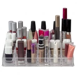 Unbranded 24-Compartment Transparent Plastic Cosmetic Makeup and Nail Polish Storage Organizer Holder in Clear -Bathroom Accessories Sales clear makeup organizers hdc62922 4f 1000