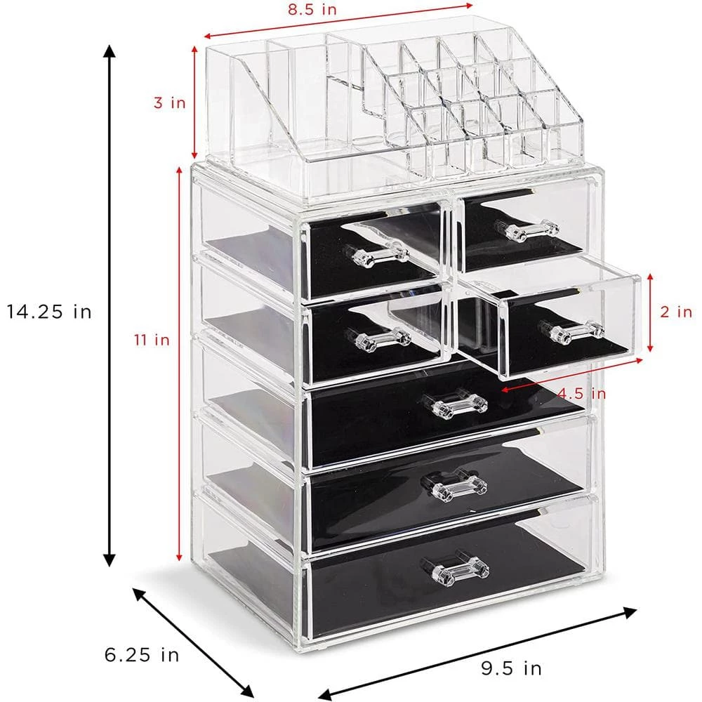 Unbranded Sorbus 6.25 in. x 14.25 in. 1-Cube Cosmetic Organizer in Acrylic 4 Unbranded Sorbus 6.25 in. x 14.25 in. 1-Cube Cosmetic Organizer in Acrylic - Image 4