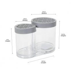 Simplify 2 Compartment Cosmetic Brush Holder in Grey -Bathroom Accessories Sales clear simplify makeup organizers 25952 grey 4f 1000