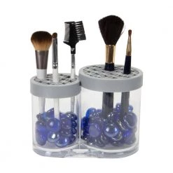 Simplify 2 Compartment Cosmetic Brush Holder in Grey -Bathroom Accessories Sales clear simplify makeup organizers 25952 grey 76 1000