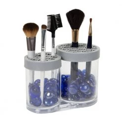 Simplify 2 Compartment Cosmetic Brush Holder in Grey -Bathroom Accessories Sales clear simplify makeup organizers 25952 grey d4 1000