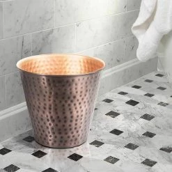 Monarch Abode Monarch Hand Hammered Metal Waste Basket in Copper -Bathroom Accessories Sales copper monarch abode bathroom trash cans 19628 1f 1000