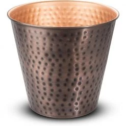Monarch Abode Monarch Hand Hammered Metal Waste Basket in Copper