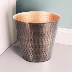 Monarch Abode Monarch Hand Hammered Metal Waste Basket in Copper -Bathroom Accessories Sales copper monarch abode bathroom trash cans 19628 c3 1000