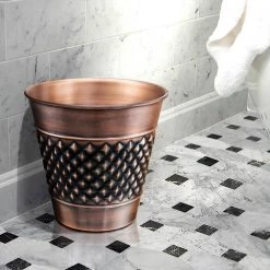 Monarch Abode Handcrafted Geometric Metal Wastebasket (Copper Finish) -Bathroom Accessories Sales copper monarch abode bathroom trash cans 29628 1f 1000