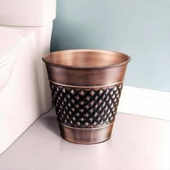 Monarch Abode Handcrafted Geometric Metal Wastebasket (Copper Finish) -Bathroom Accessories Sales copper monarch abode bathroom trash cans 29628 44 1000