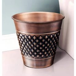 Monarch Abode Handcrafted Geometric Metal Wastebasket (Copper Finish) -Bathroom Accessories Sales copper monarch abode bathroom trash cans 29628 c3 1000