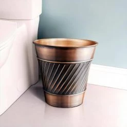 Monarch Abode Handcrafted Crest and Wave Embossed Metal Wastebasket (Antique Copper Finish) 13 Monarch Abode Handcrafted Crest and Wave Embossed Metal Wastebasket (Antique Copper Finish) -Bathroom Accessories Sales copper monarch abode bathroom trash cans 39628 44 1000