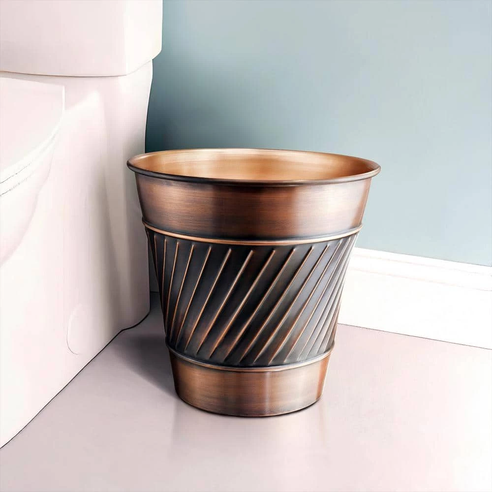 Monarch Abode Handcrafted Crest and Wave Embossed Metal Wastebasket (Antique Copper Finish) 6 Monarch Abode Handcrafted Crest and Wave Embossed Metal Wastebasket (Antique Copper Finish) - Image 6